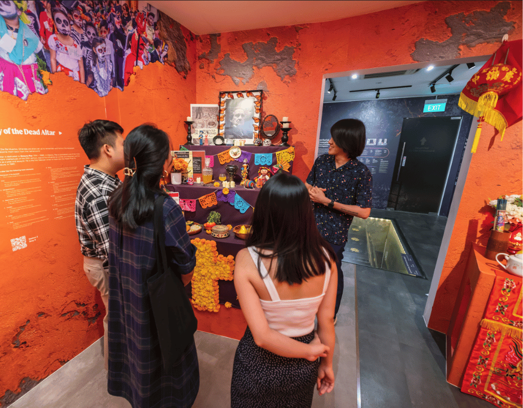 Altar exhibit and visitors